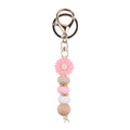 Daisy Silicone Bead Bag Charm, Boho Keyring - Pink
