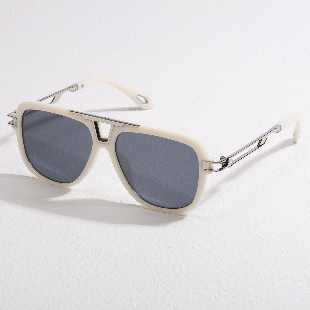 Metal Bridge Square Aviator Sunglasses - Color_7