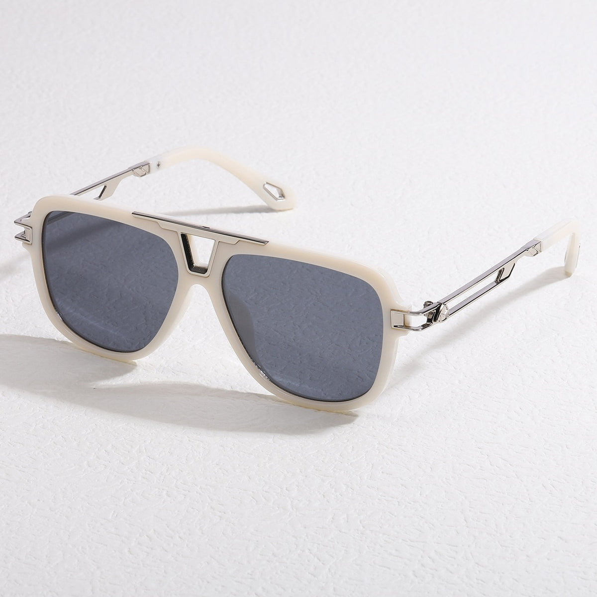 Metal Bridge Square Aviator Sunglasses - Color_7