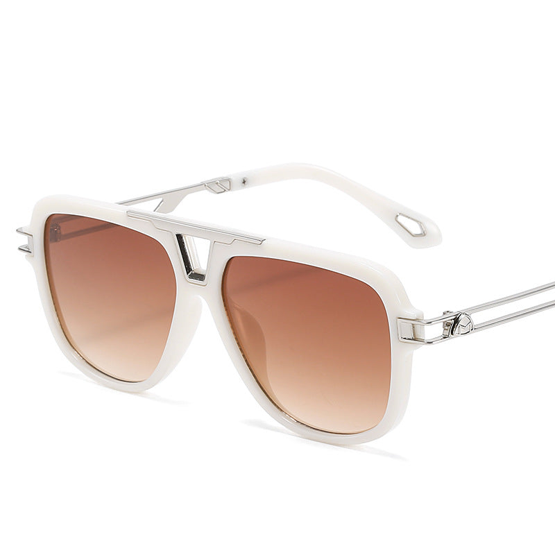 Metal Bridge Square Aviator Sunglasses