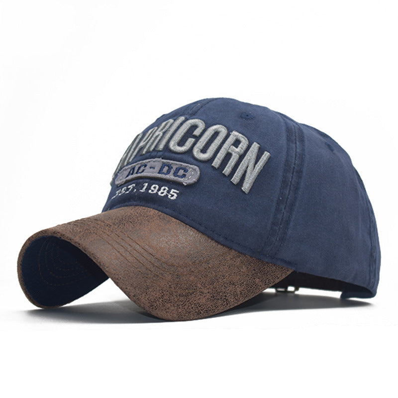 Washed Contrast Brim Varsity Baseball Cap - NavyBlue