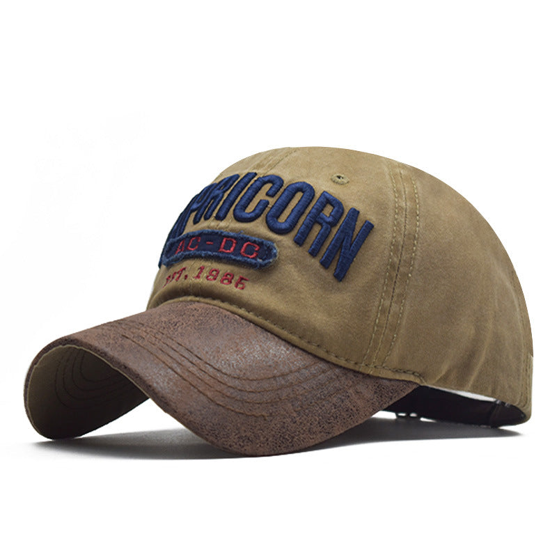 Washed Contrast Brim Varsity Baseball Cap - khaki