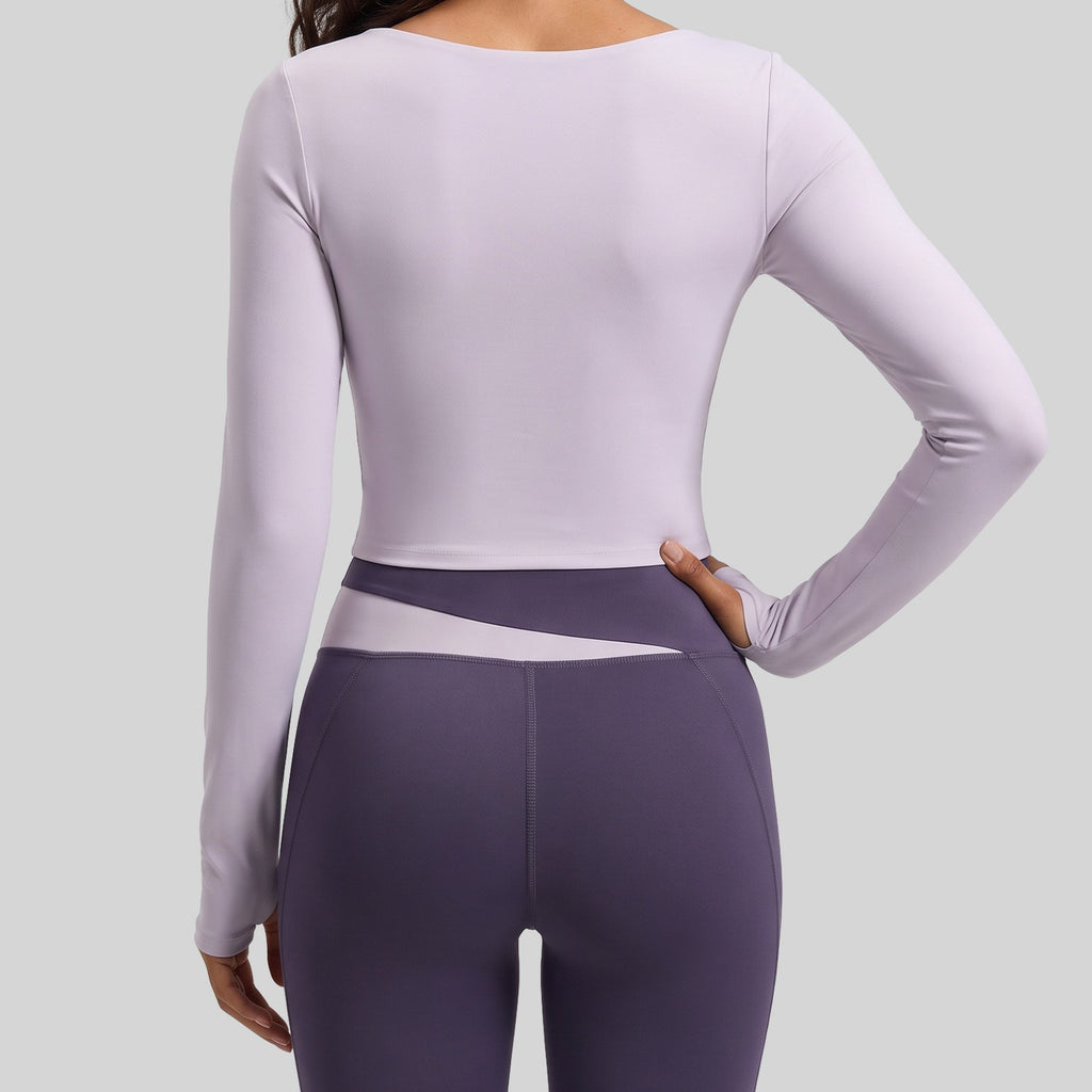 Color Block Padded Cropped Long Sleeve Workout Top