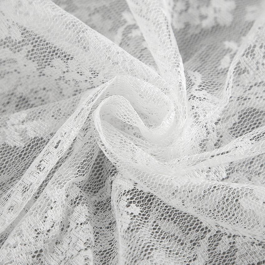 Sheer Floral Lace Tiered Maxi Skirt - White - 9