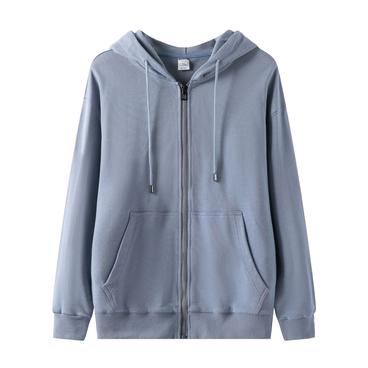 Full Zip Hooded Sweatshirt With Kangaroo Pockets - Blue