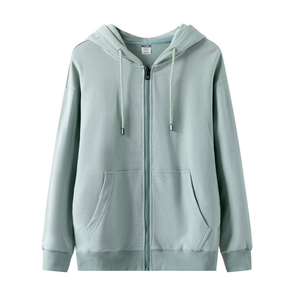 Full Zip Hooded Sweatshirt With Kangaroo Pockets - Green