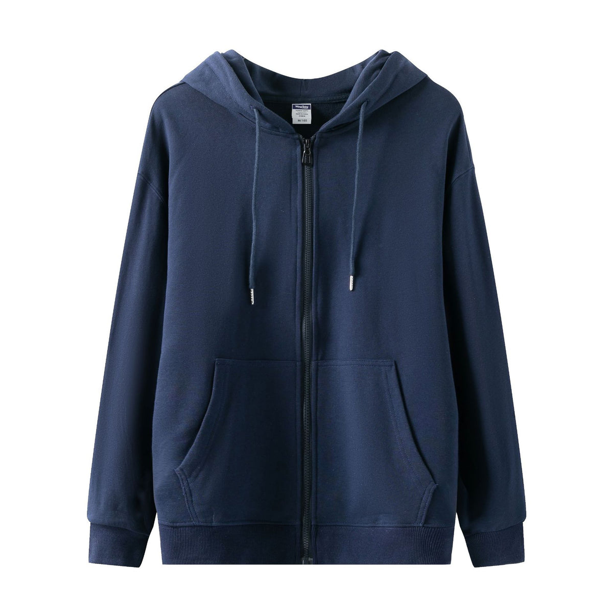 Full Zip Hooded Sweatshirt With Kangaroo Pockets - Navyblue