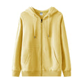 Full Zip Hooded Sweatshirt With Kangaroo Pockets - Yellow