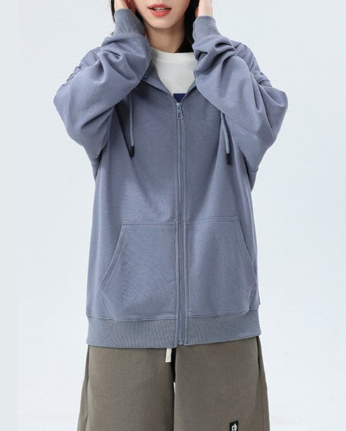 Full Zip Hooded Sweatshirt With Kangaroo Pockets - view 1