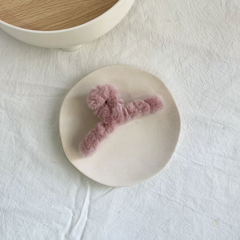Fuzzy Plush Shark Hair Claw Clip - Fogpurple
