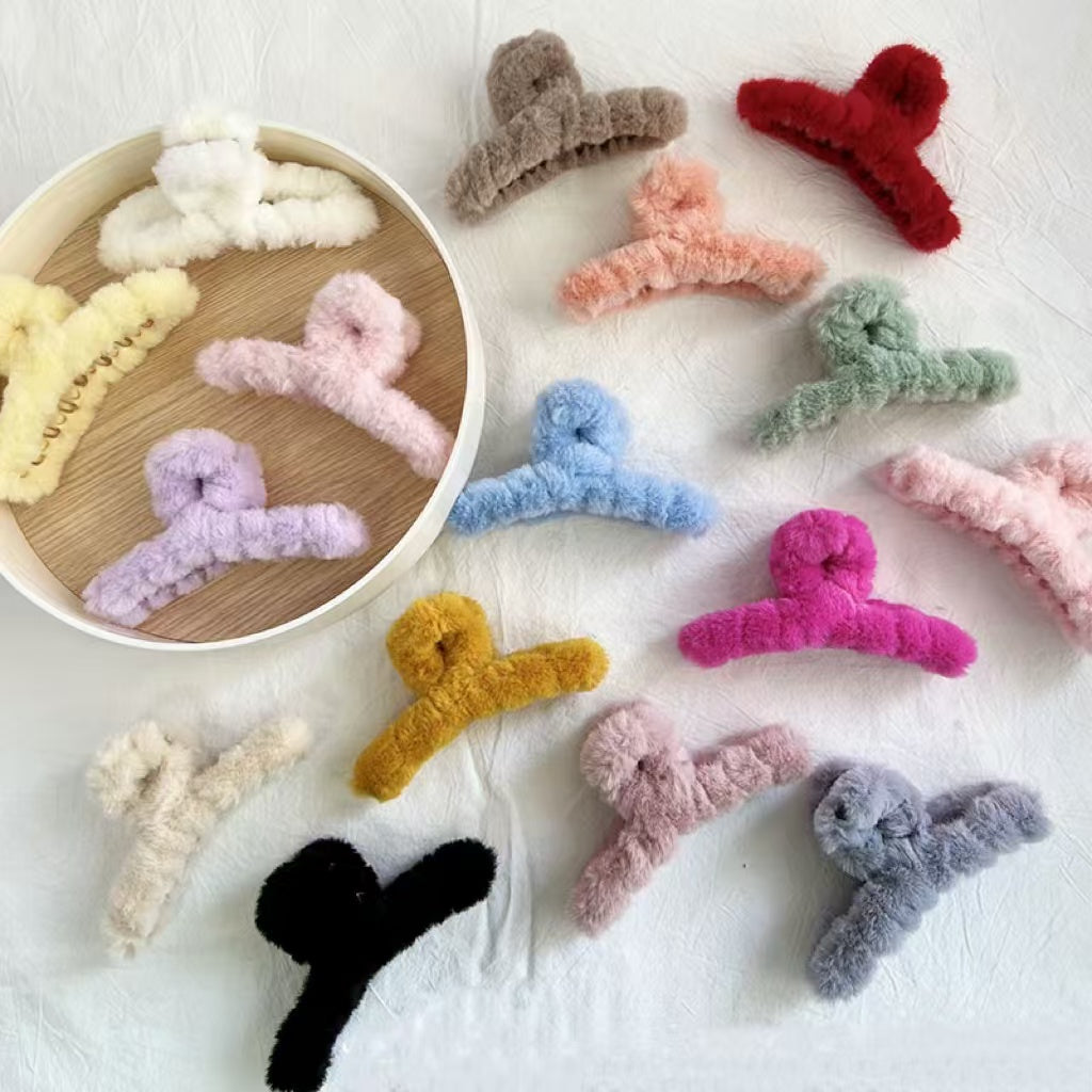 Fuzzy Plush Shark Hair Claw Clip