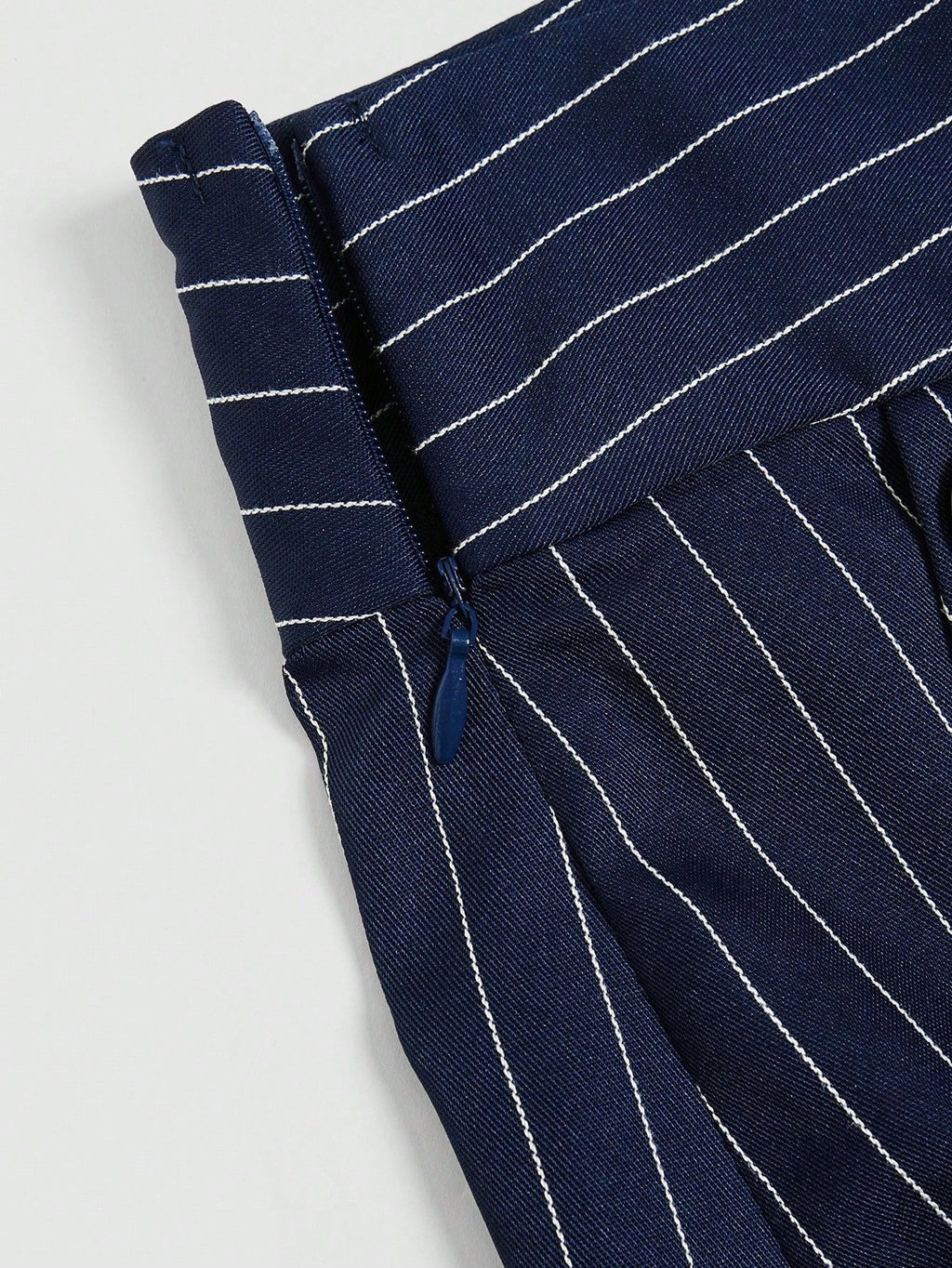 Pinstripe Wide Leg High Waist Pants - NavyBlue - 4
