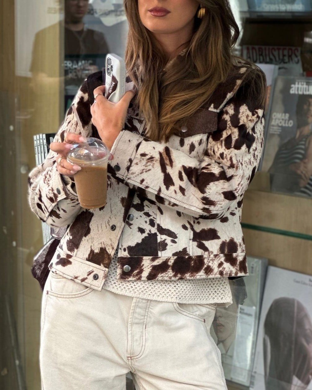 Cow Print Cropped Trucker Jacket - Color - 2