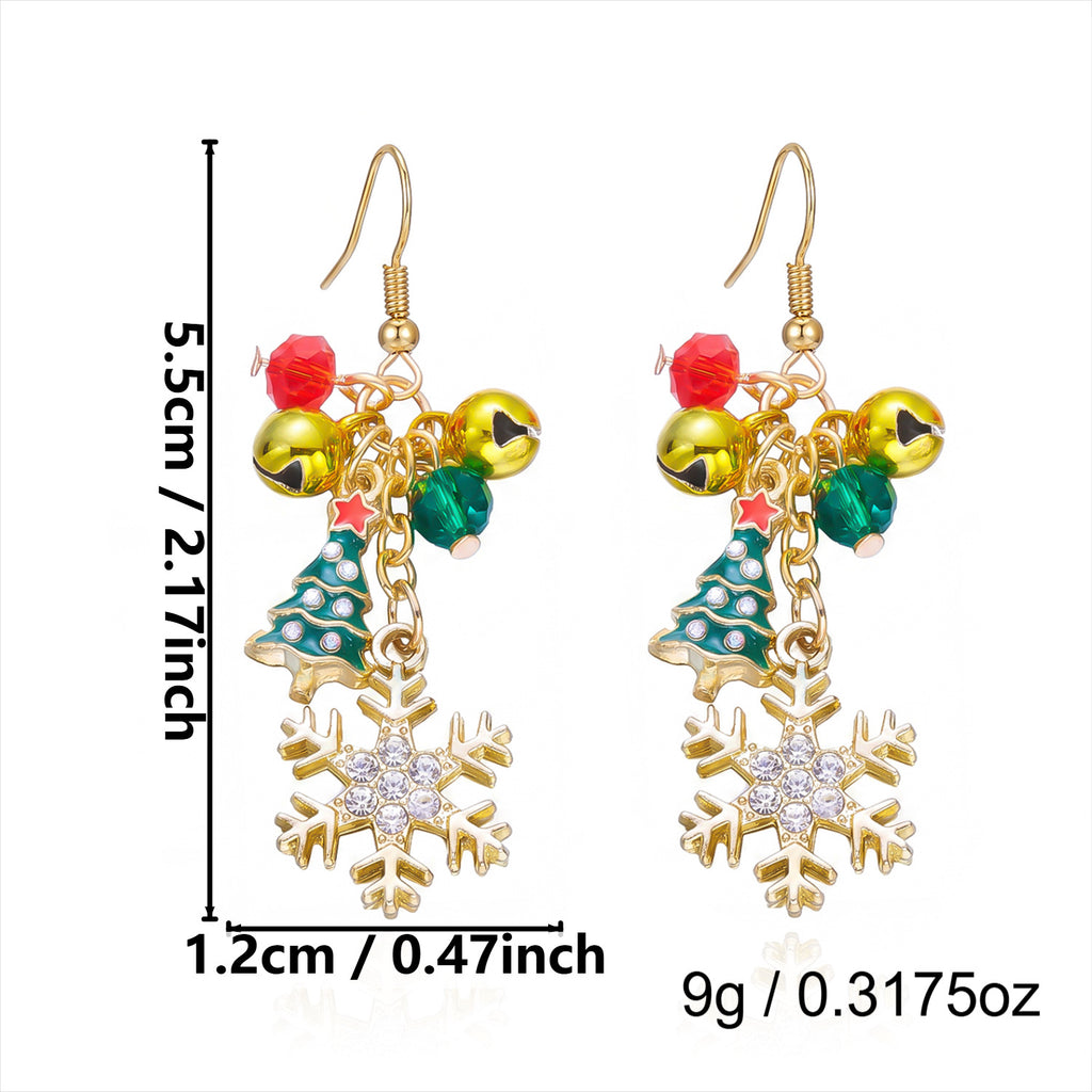 Jingle Bell Dangle Earrings with Tree and Bow Charms - NO-4