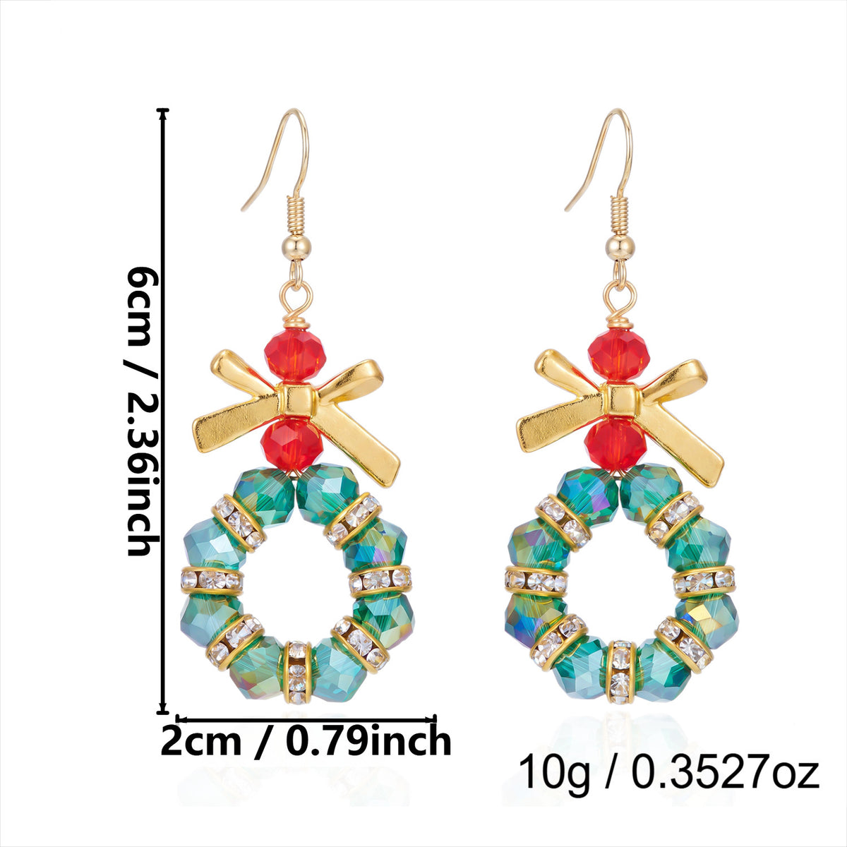 Jingle Bell Dangle Earrings with Tree and Bow Charms - NO-6