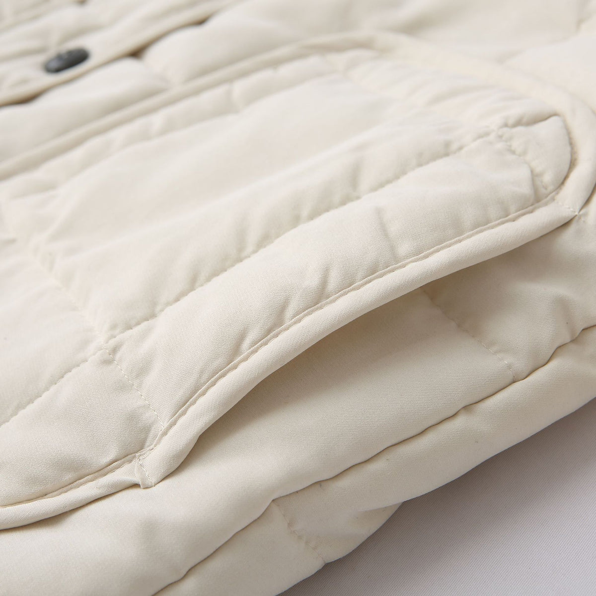Collarless Quilted Button Front Jacket - White - 4