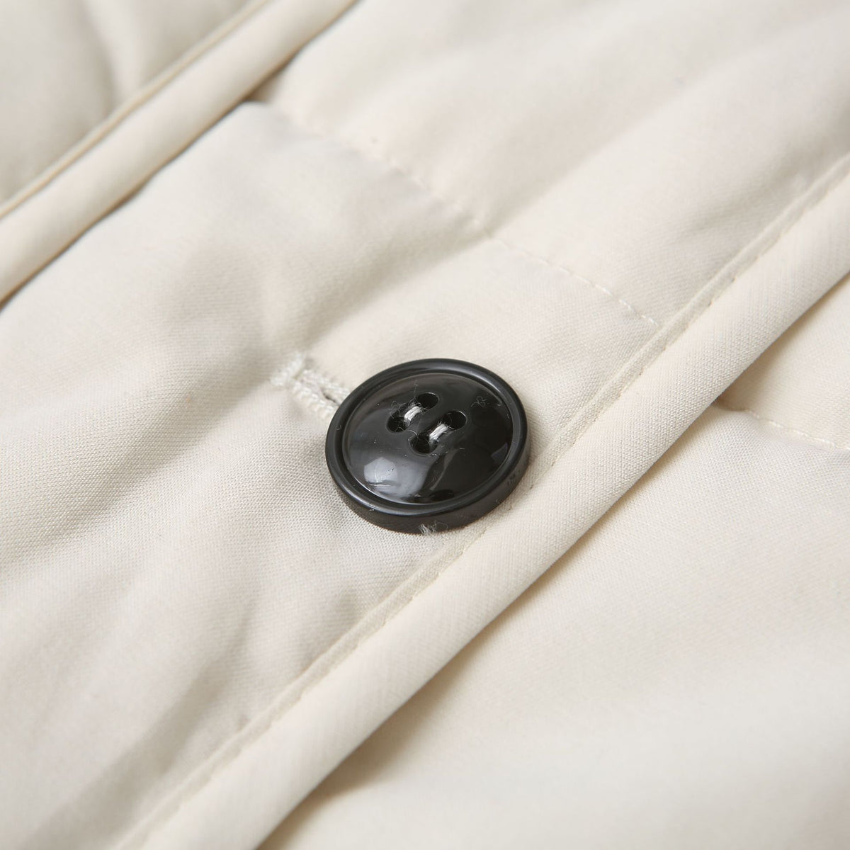 Collarless Quilted Button Front Jacket - White - 5