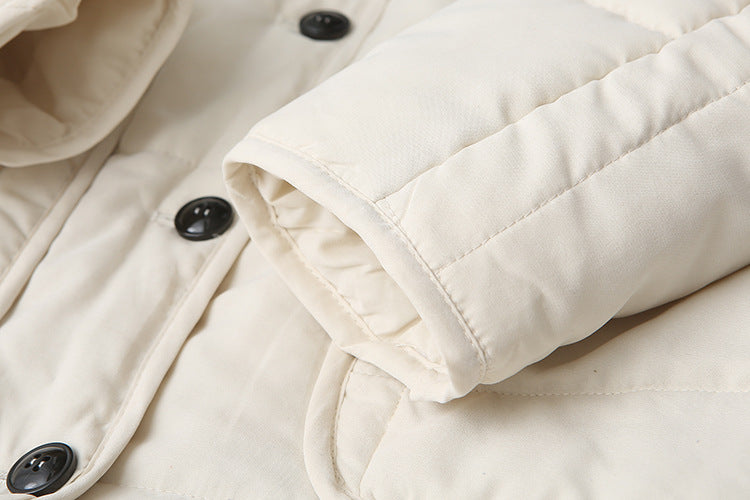 Collarless Quilted Button Front Jacket - White - 6