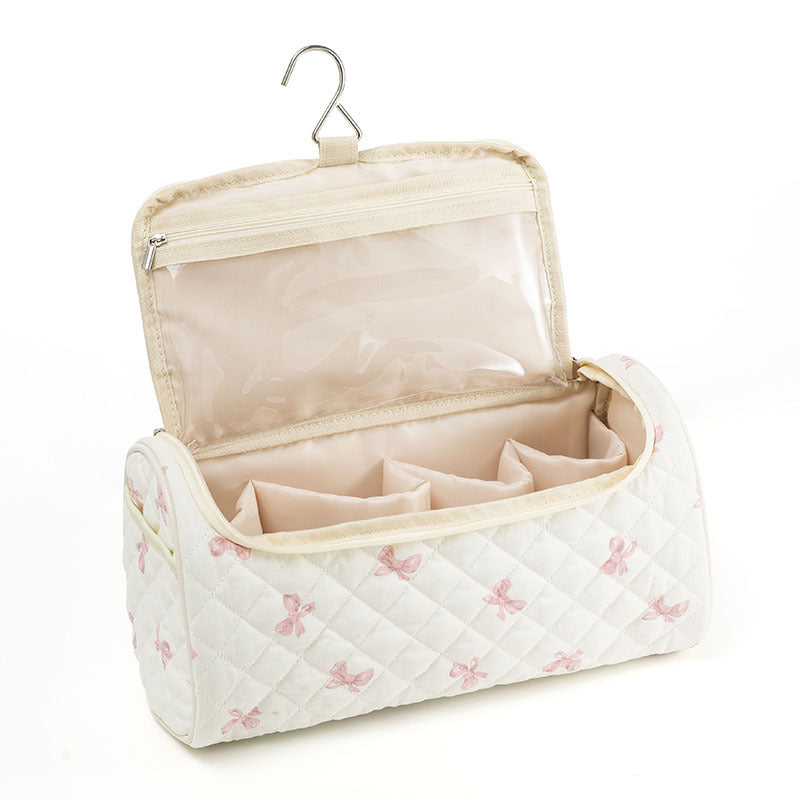 Quilted Hanging Travel Toiletry Organizer Bag - Offwhite