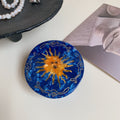 Celestial Sun Face Round Hair Claw Clip - Blue