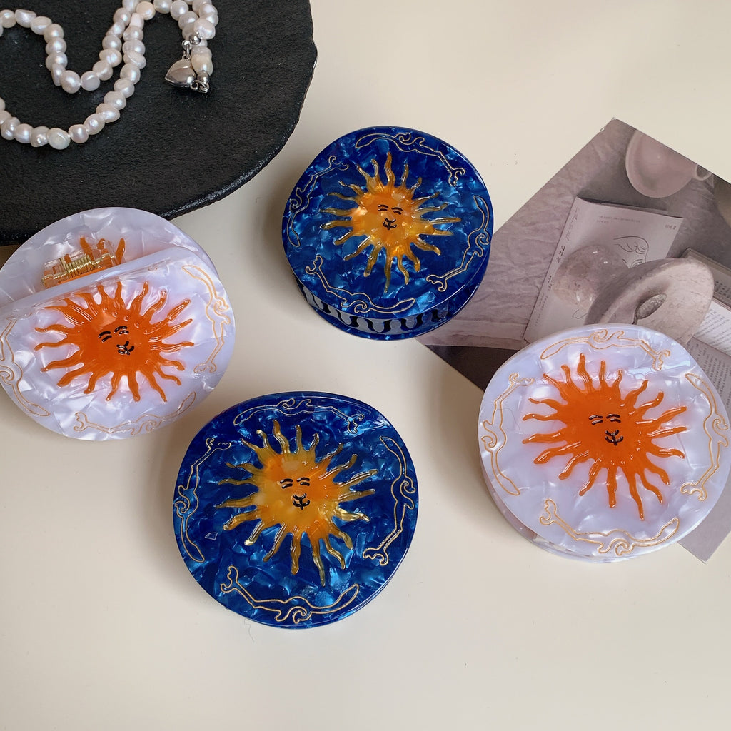 Celestial Sun Face Round Hair Claw Clip - view 1