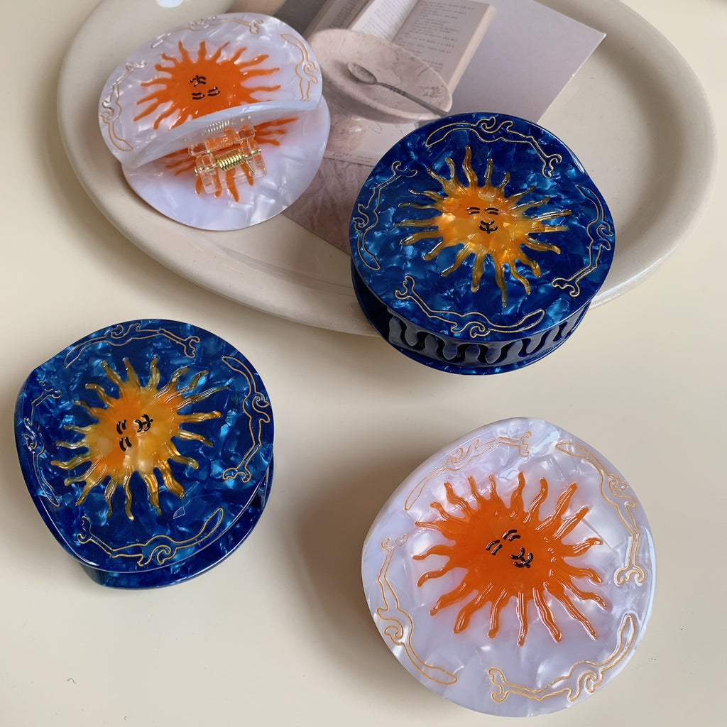 Celestial Sun Face Round Hair Claw Clip - view 3