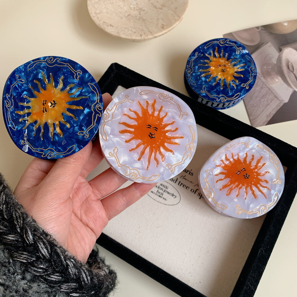 Celestial Sun Face Round Hair Claw Clip - view 4