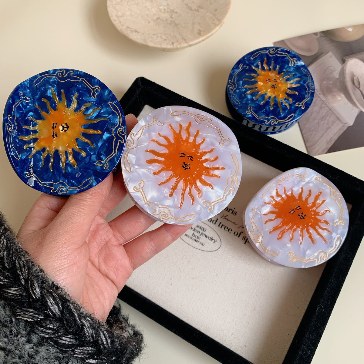 Celestial Sun Face Round Hair Claw Clip - view 4
