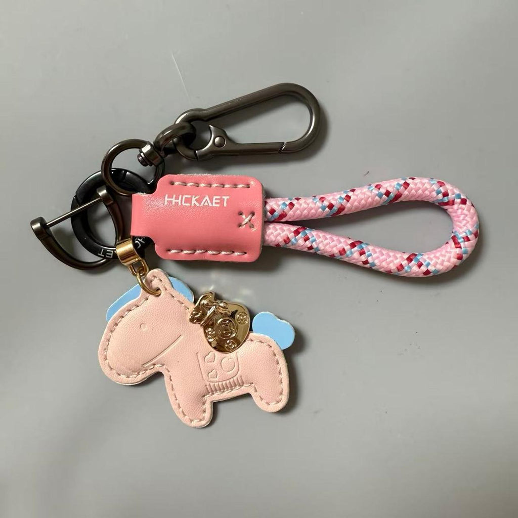 Pony Charm Keychain With Braided Rope Strap - NO-10