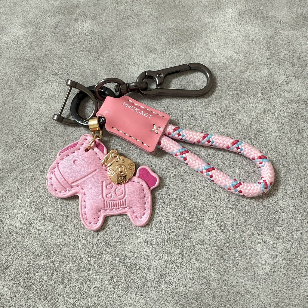 Pony Charm Keychain With Braided Rope Strap - NO-2
