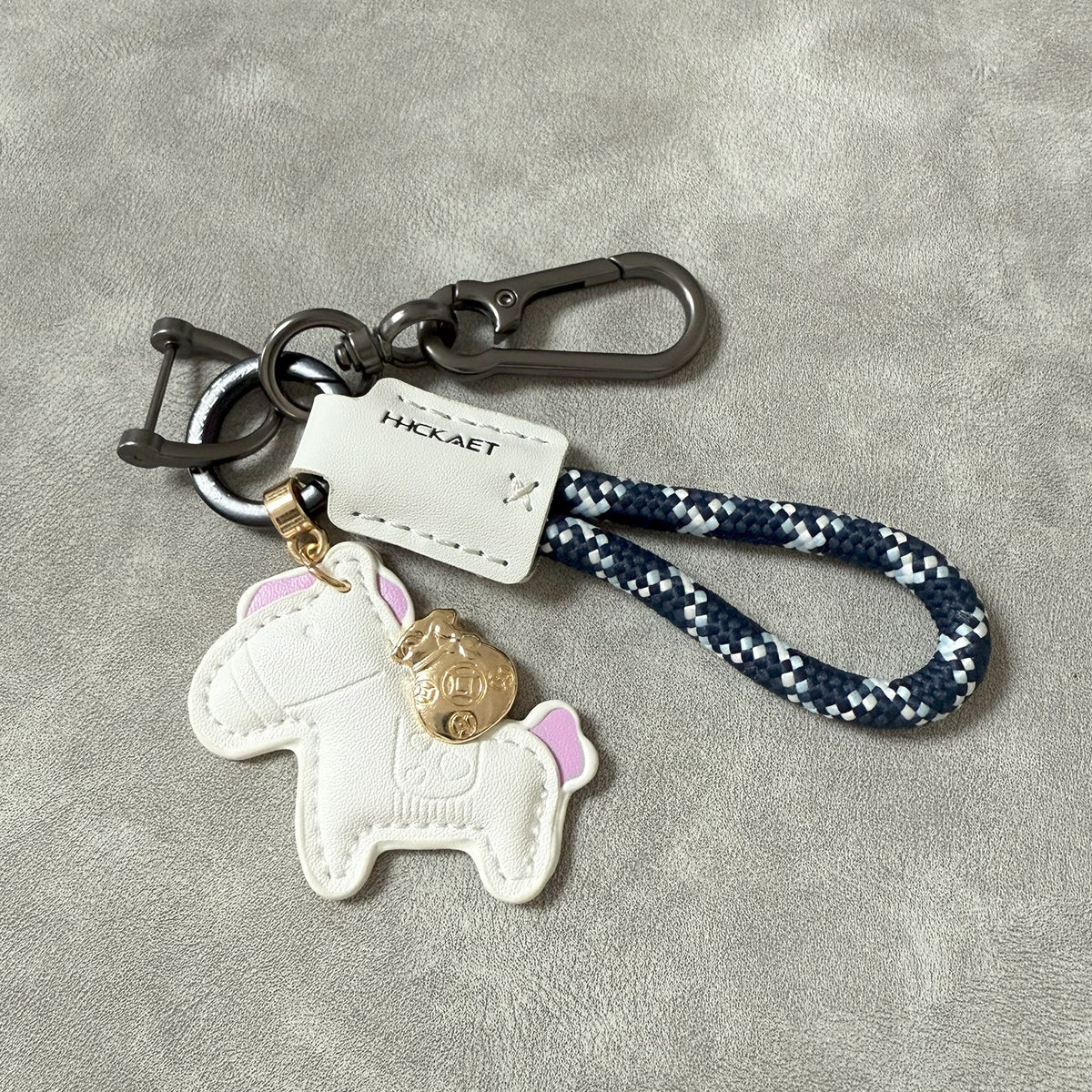 Pony Charm Keychain With Braided Rope Strap - NO-6