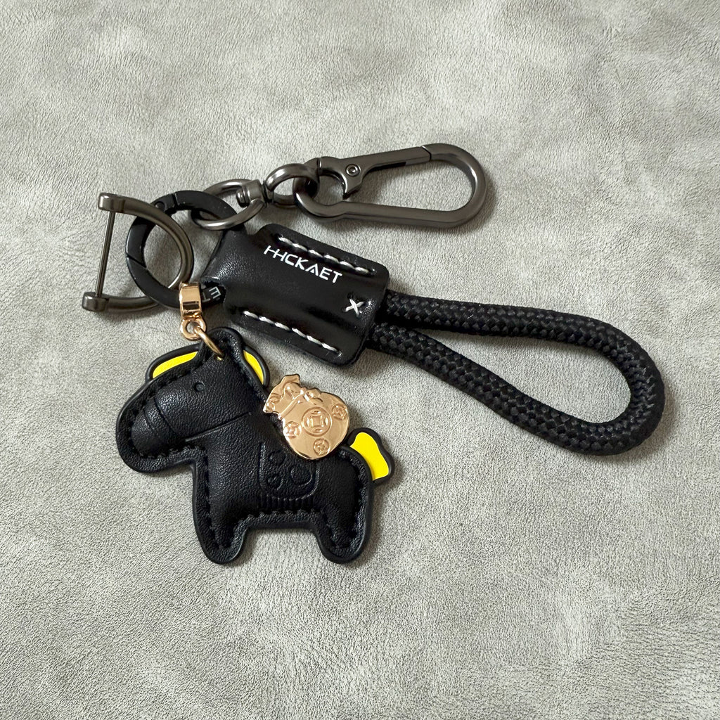 Pony Charm Keychain With Braided Rope Strap - NO-7