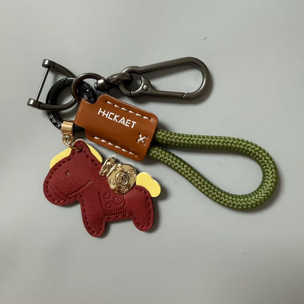 Pony Charm Keychain With Braided Rope Strap - NO-8