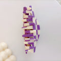 Checkerboard Half Moon Hair Claw Clip - Purple