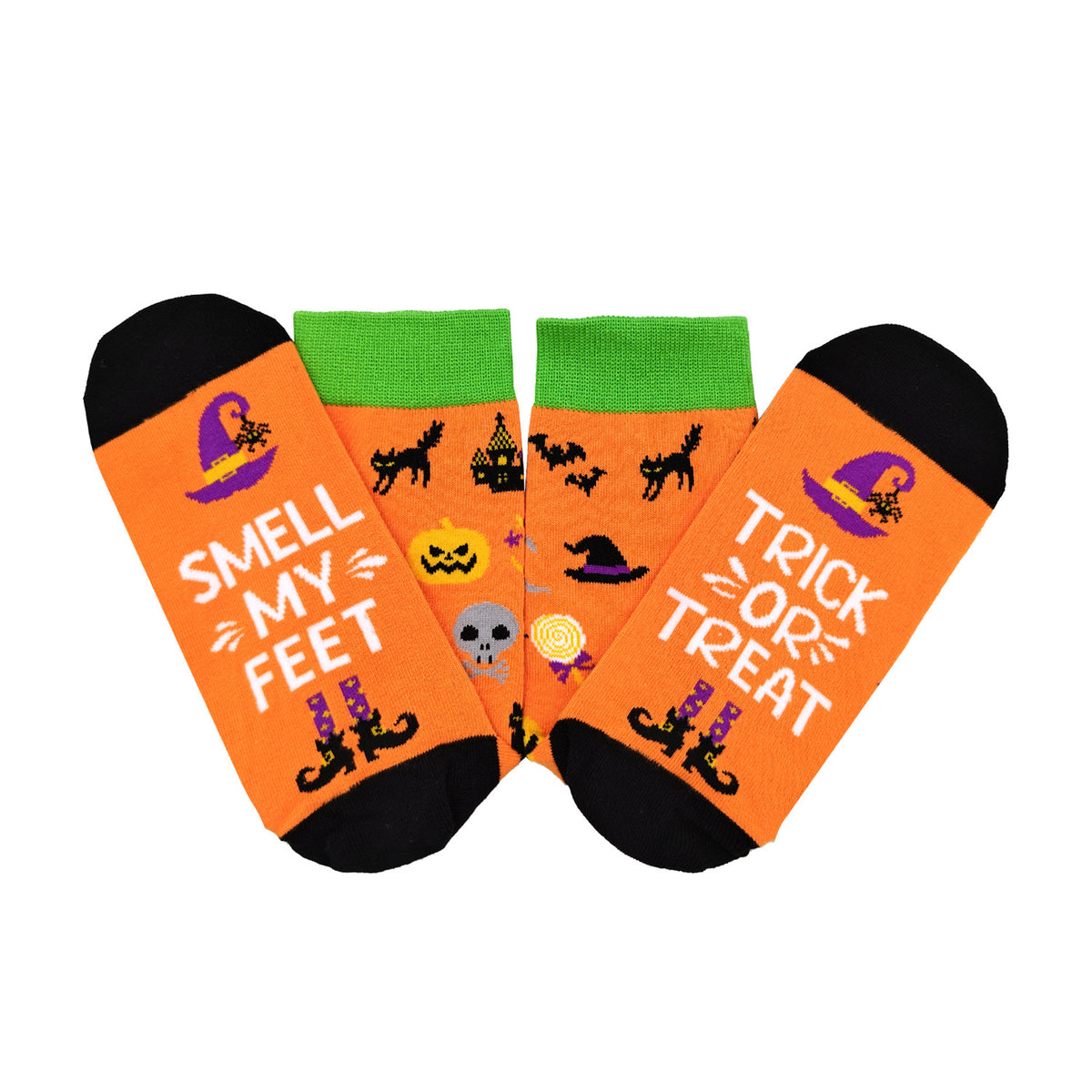 Trick or Treat Halloween Crew Socks - Orange