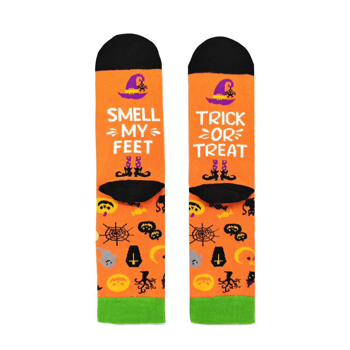 Trick or Treat Halloween Crew Socks - Orange - 1