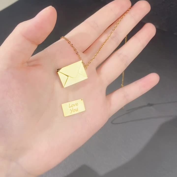 Openable Envelope Locket Love Note Necklace - view 3