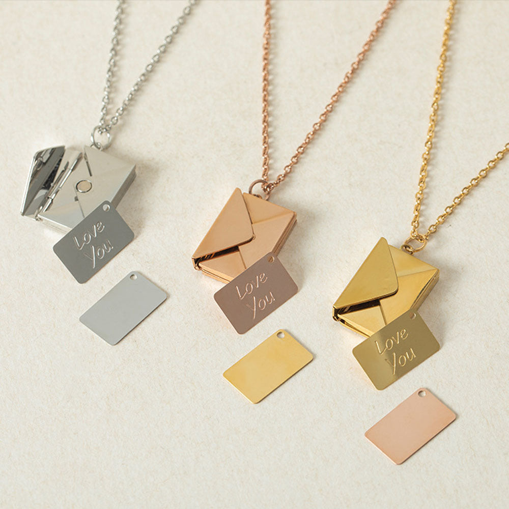 Openable Envelope Locket Love Note Necklace - view 4