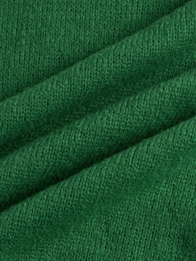 Slouchy V-Neck Longline Sweater Vest with Patch Pockets - Green - 2
