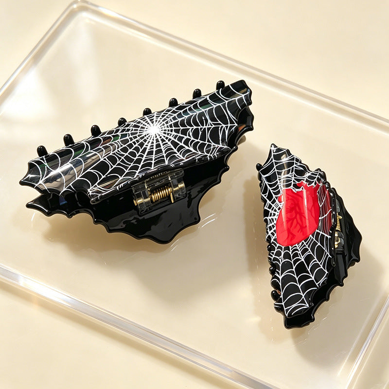 Hair Claw Clip With Etched Spiderweb Design