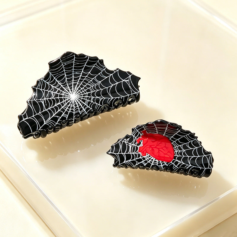 Hair Claw Clip With Etched Spiderweb Design - view 1