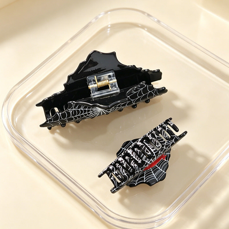 Hair Claw Clip With Etched Spiderweb Design - view 2