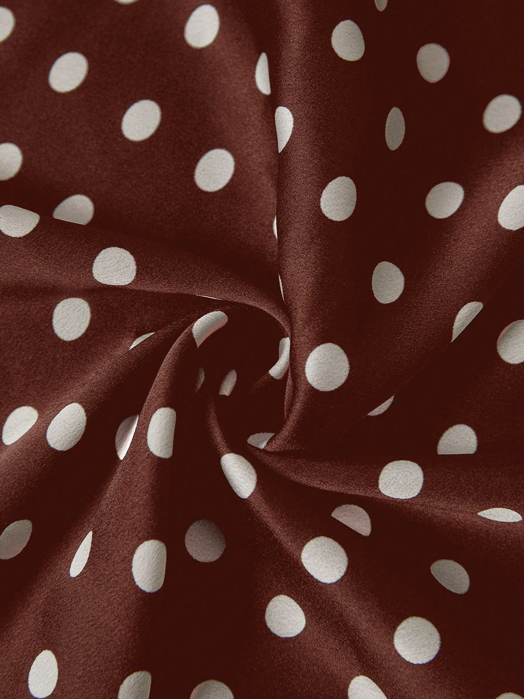 Polka Dot Satin Bias Cut Midi Skirt - Brown - 5