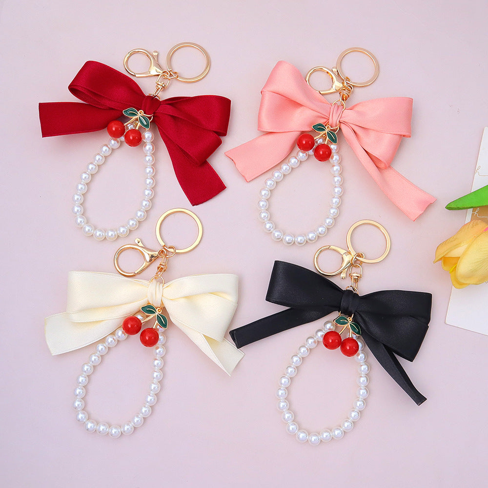 Cherry Pendant Pearl Loop Bow Keychain - view 2
