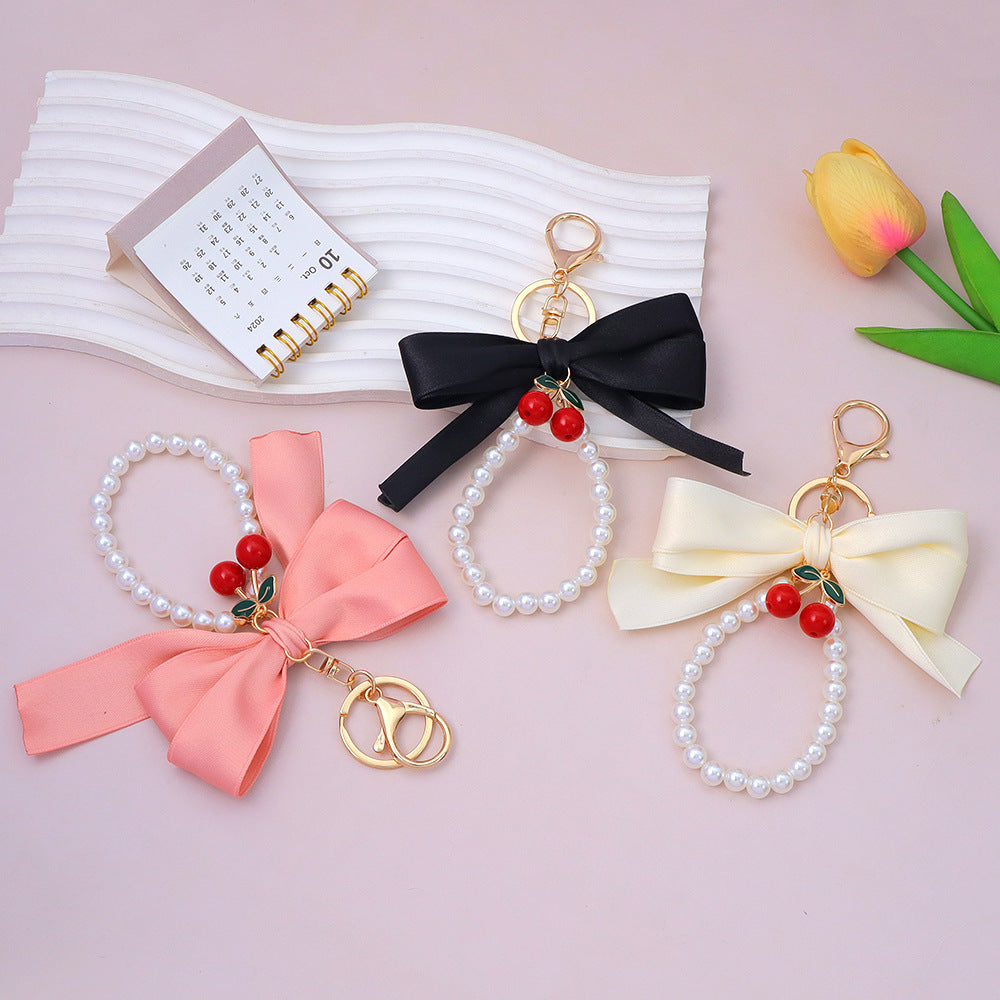 Cherry Pendant Pearl Loop Bow Keychain - view 5