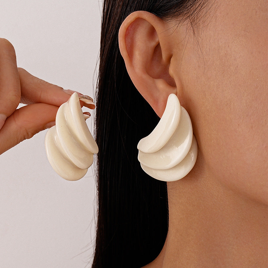 Layered Swirl Resin Stud Earrings