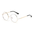 Round Color Block Rim Metal Eyeglasses - White