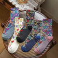 Bright Fruit Print Vintage Crew Socks - White