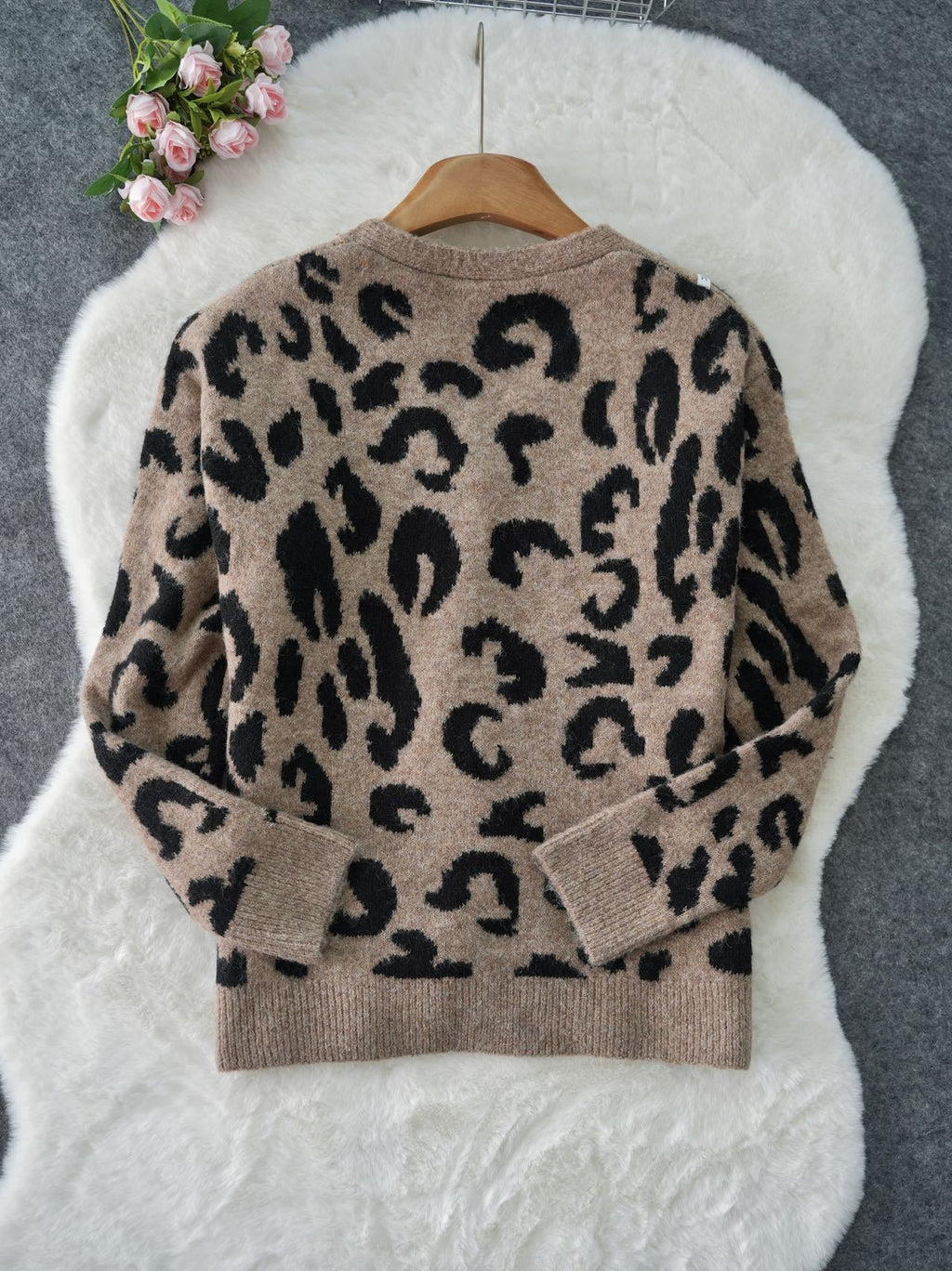 Tie Front Animal Print Knit Cardigan - Leopard - 2