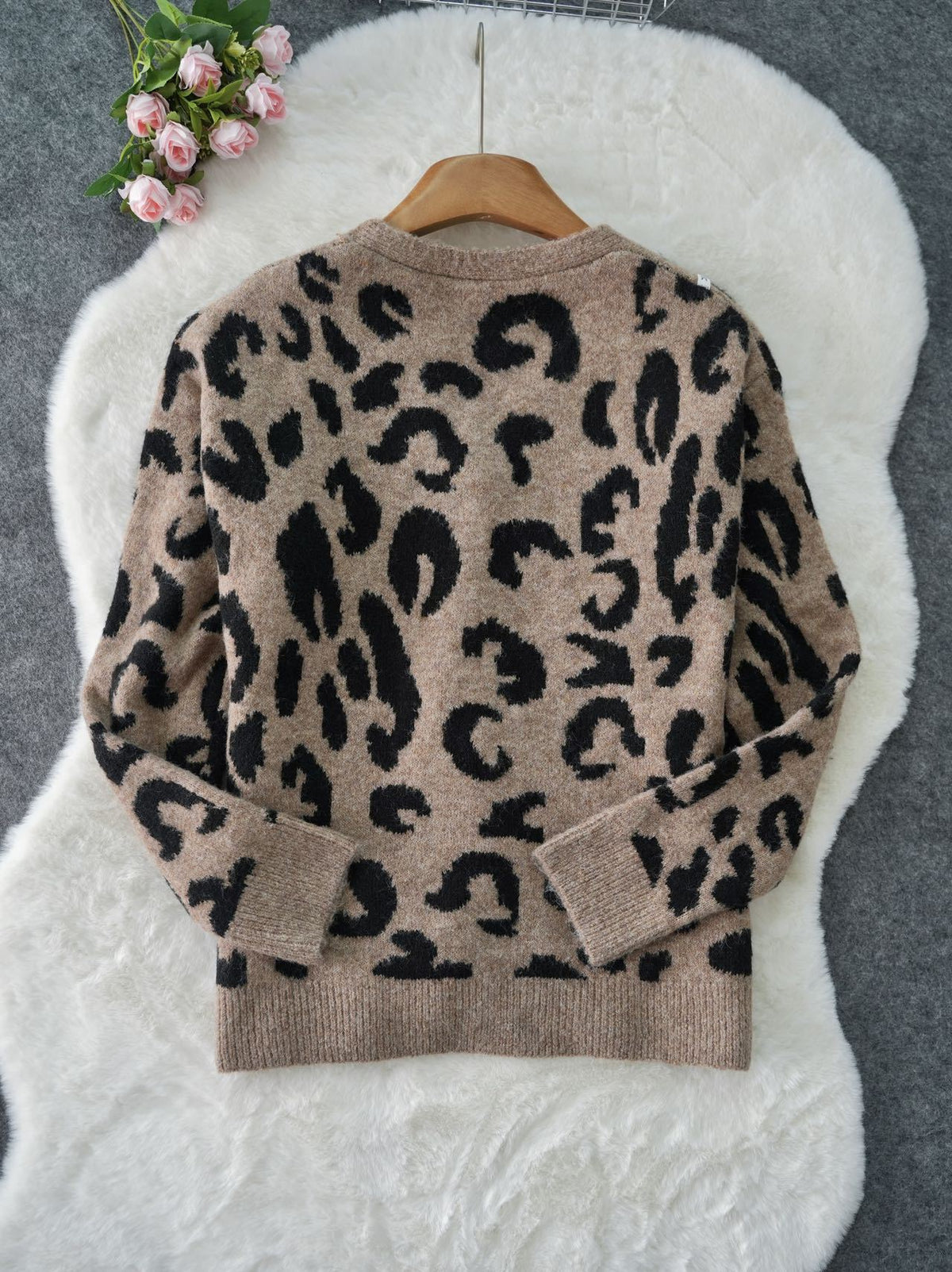 Tie Front Animal Print Knit Cardigan - Leopard - 2